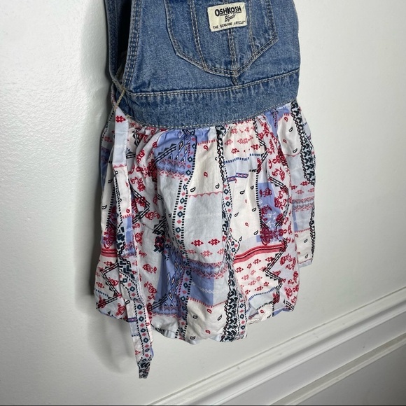 OshKosh B'Gosh Denim Overall Patchwork Bandana Dress Girls 2T - Picture 5 of 9
